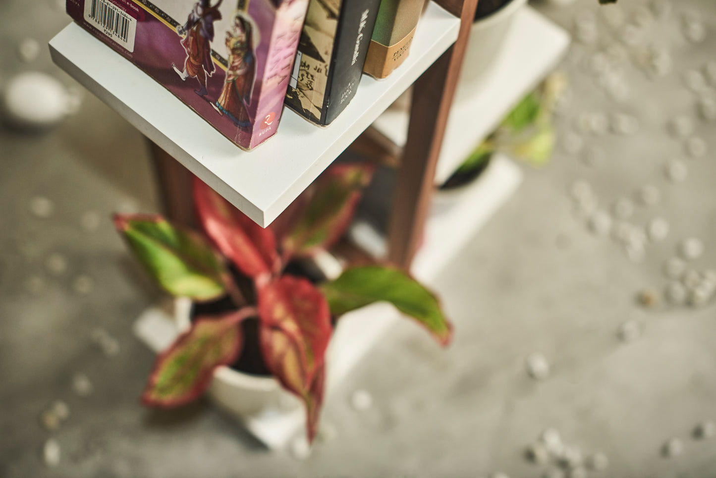 A Tiny Mistake All Purpose Three Tier Stand (One Piece) (For Planters, Ornaments and Accessories) (Dark Stand with White Planks)