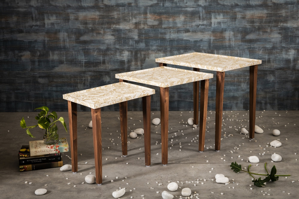 A Tiny Mistake Jungle Wooden Rectangle Nesting Tables (Set of 3), Living Room Decor