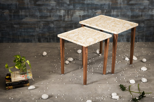 A Tiny Mistake Jungle Wooden Rectangle Nesting Tables (Set of 2), Living Room Decor