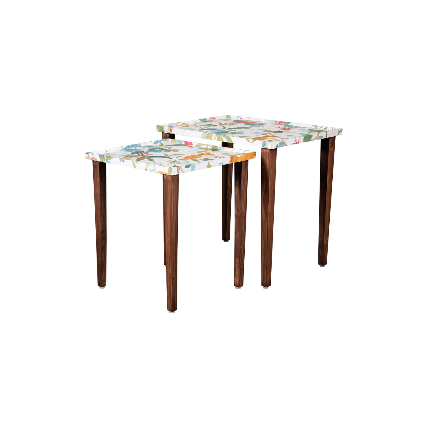 A Tiny Mistake Pakshi Wooden Rectangle Nesting Tables (Set of 2), Living Room Decor