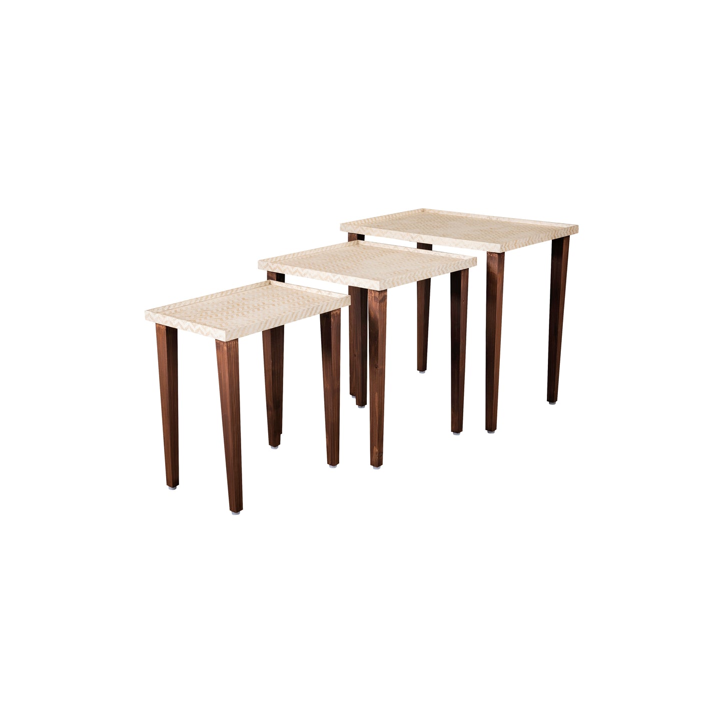 A Tiny Mistake Chevron Teal Wooden Rectangle Nesting Tables (Set of 3), Living Room Decor