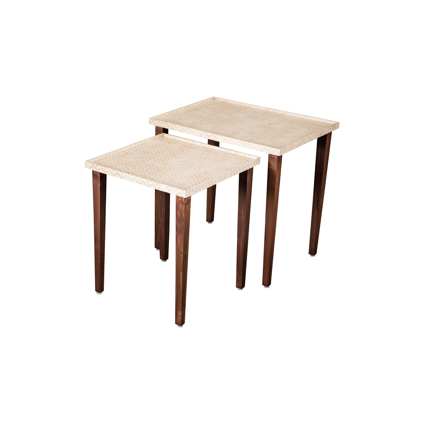 A Tiny Mistake Chevron Teal Wooden Rectangle Nesting Tables (Set of 2), Living Room Decor