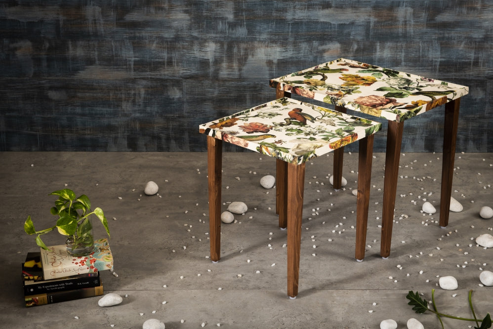 A Tiny Mistake Plush Wilderness Wooden Rectangle Nesting Tables (Set of 2), Living Room Decor