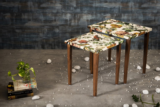 A Tiny Mistake Plush Wilderness Wooden Rectangle Nesting Tables (Set of 2), Living Room Decor