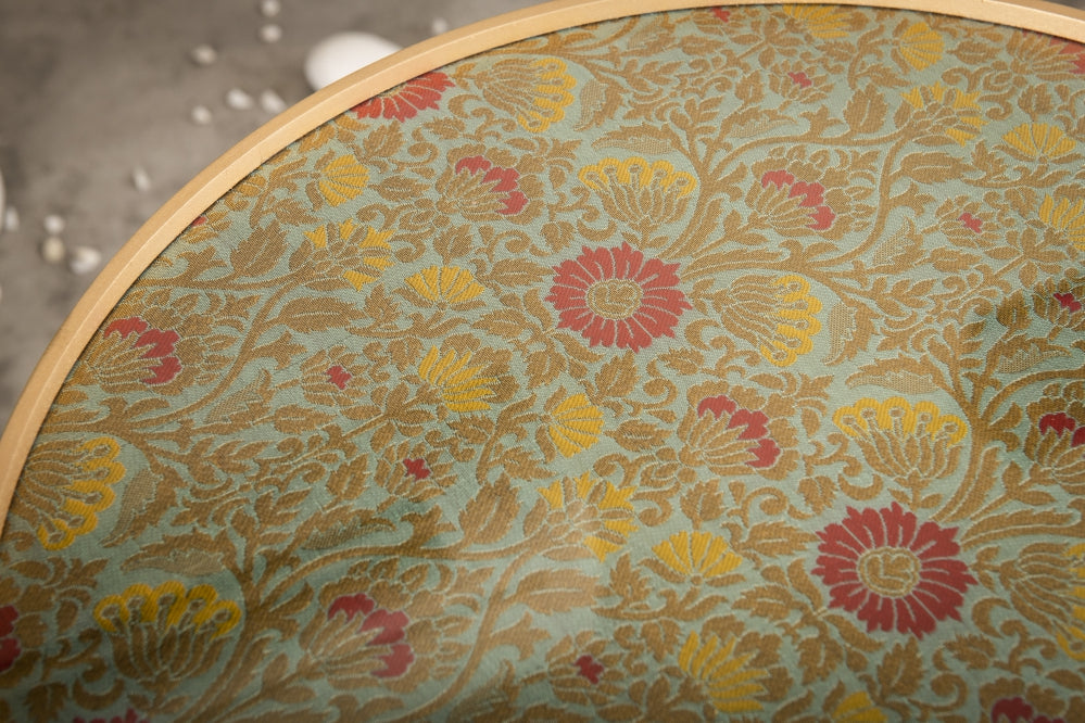 A Tiny Mistake Khimkhwab Weave Brocade Wooden Nesting Tables (Set of 2), Living Room Decor