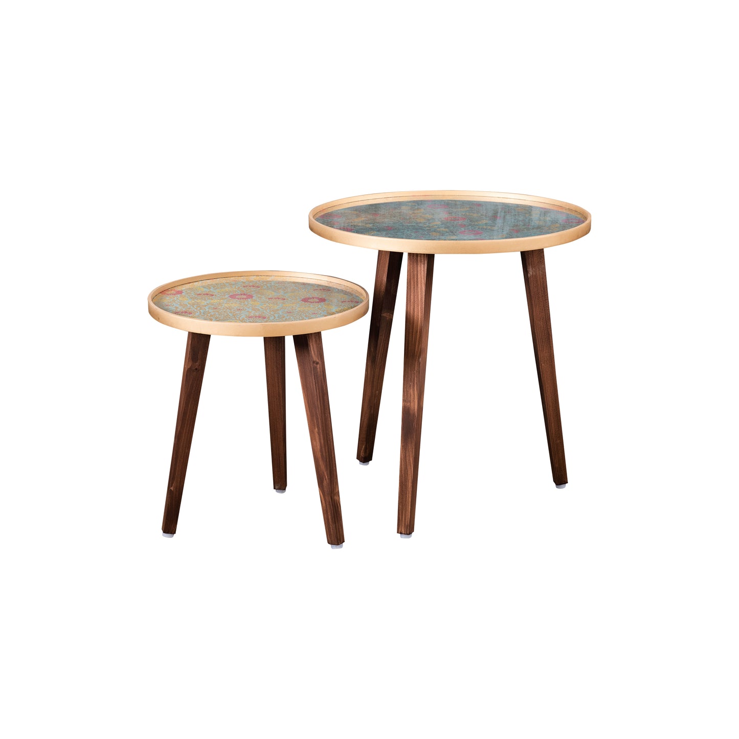 A Tiny Mistake Khimkhwab Weave Brocade Wooden Nesting Tables (Set of 2), Living Room Decor