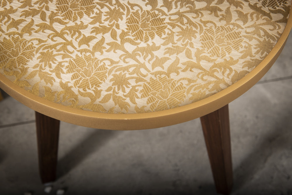 A Tiny Mistake Majestic Cream Brocade Wooden Nesting Tables (Set of 2), Living Room Decor