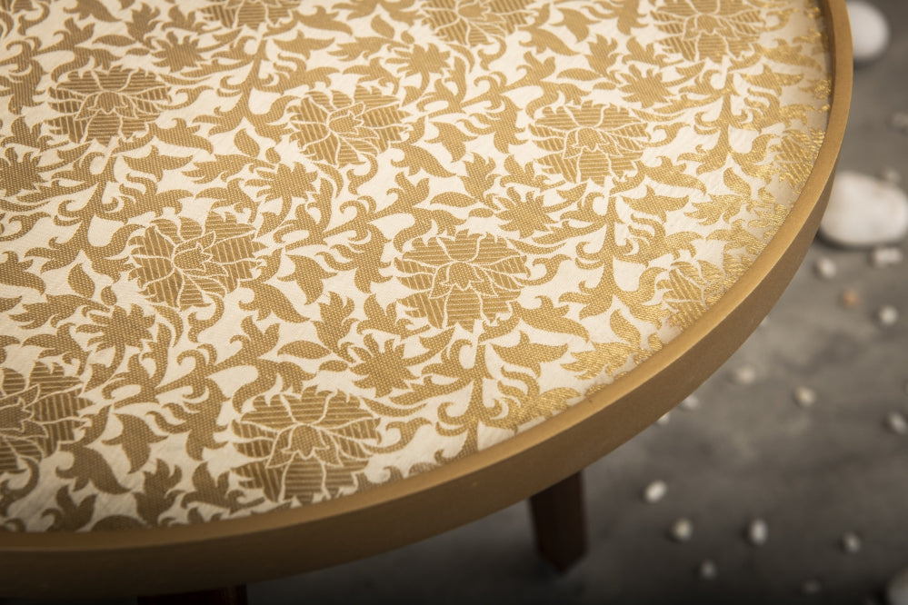 A Tiny Mistake Majestic Cream Brocade Wooden Nesting Tables (Set of 2), Living Room Decor