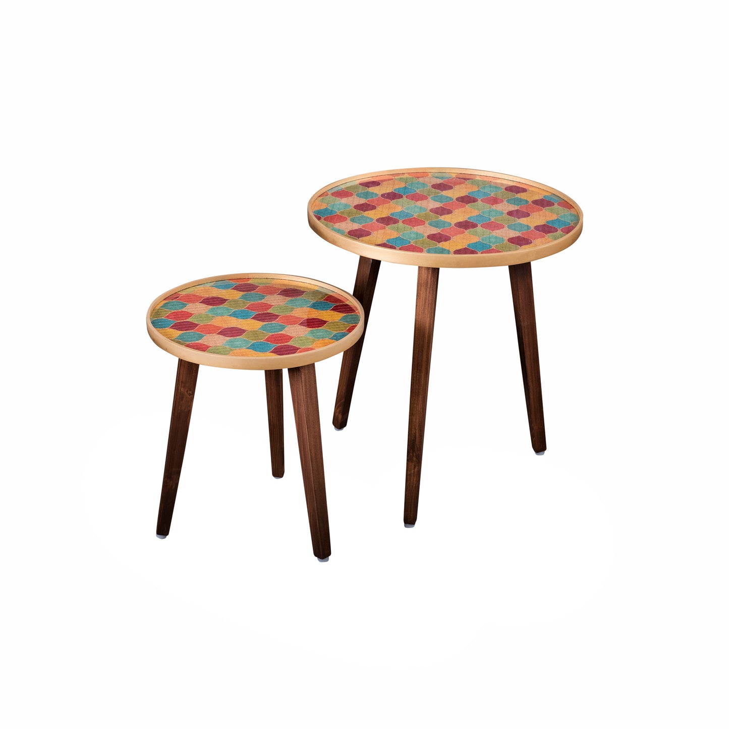 A Tiny Mistake Multicolour Sequins Wooden Nesting Tables (Set of 2), Living Room Decor