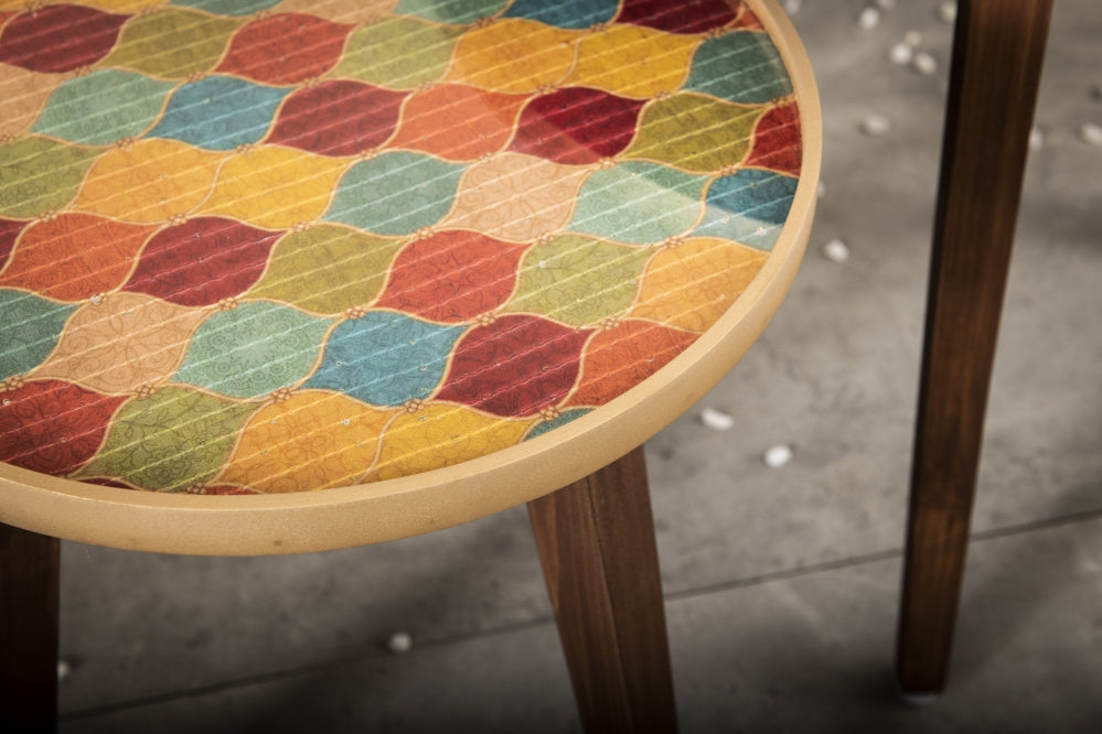 A Tiny Mistake Multicolour Sequins Wooden Nesting Tables (Set of 2), Living Room Decor
