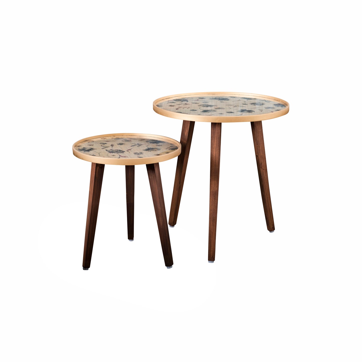 A Tiny Mistake Floral Beige Wooden Nesting Tables (Set of 2), Living Room Decor