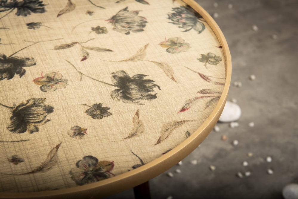 A Tiny Mistake Floral Beige Wooden Nesting Tables (Set of 2), Living Room Decor