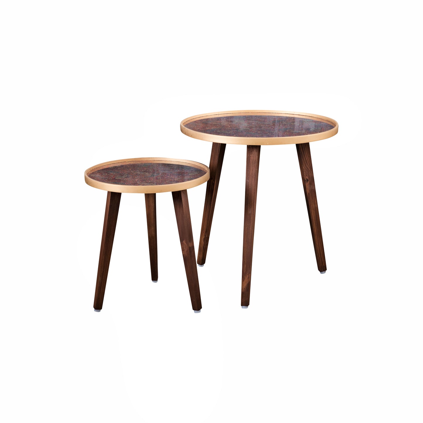 A Tiny Mistake Red and Gold Paisley Wooden Nesting Tables (Set of 2), Living Room Decor