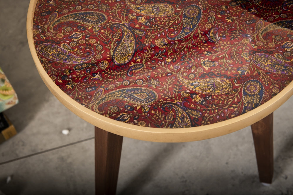 A Tiny Mistake Red and Gold Paisley Wooden Nesting Tables (Set of 2), Living Room Decor