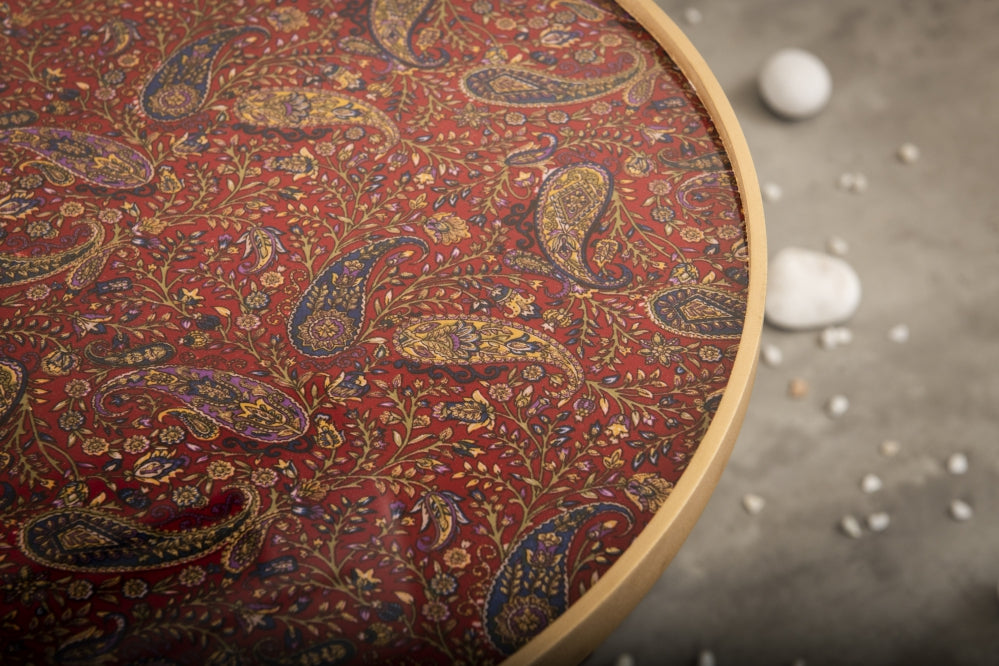 A Tiny Mistake Red and Gold Paisley Wooden Nesting Tables (Set of 2), Living Room Decor