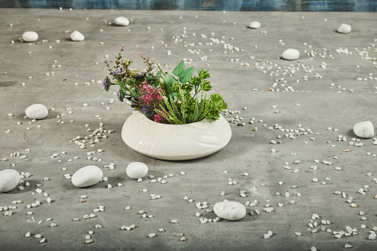 A Tiny Mistake Flat Circular Ceramic Planter (One Piece)