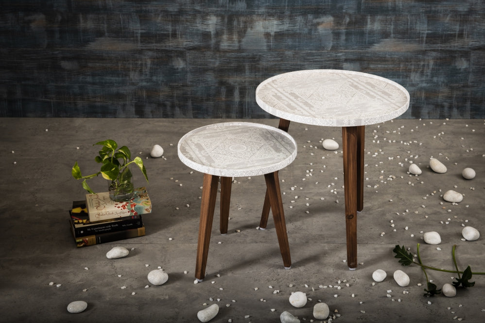 A Tiny Mistake Kaarigari Wooden Nesting Tables (Set of 2), Living Room Decor