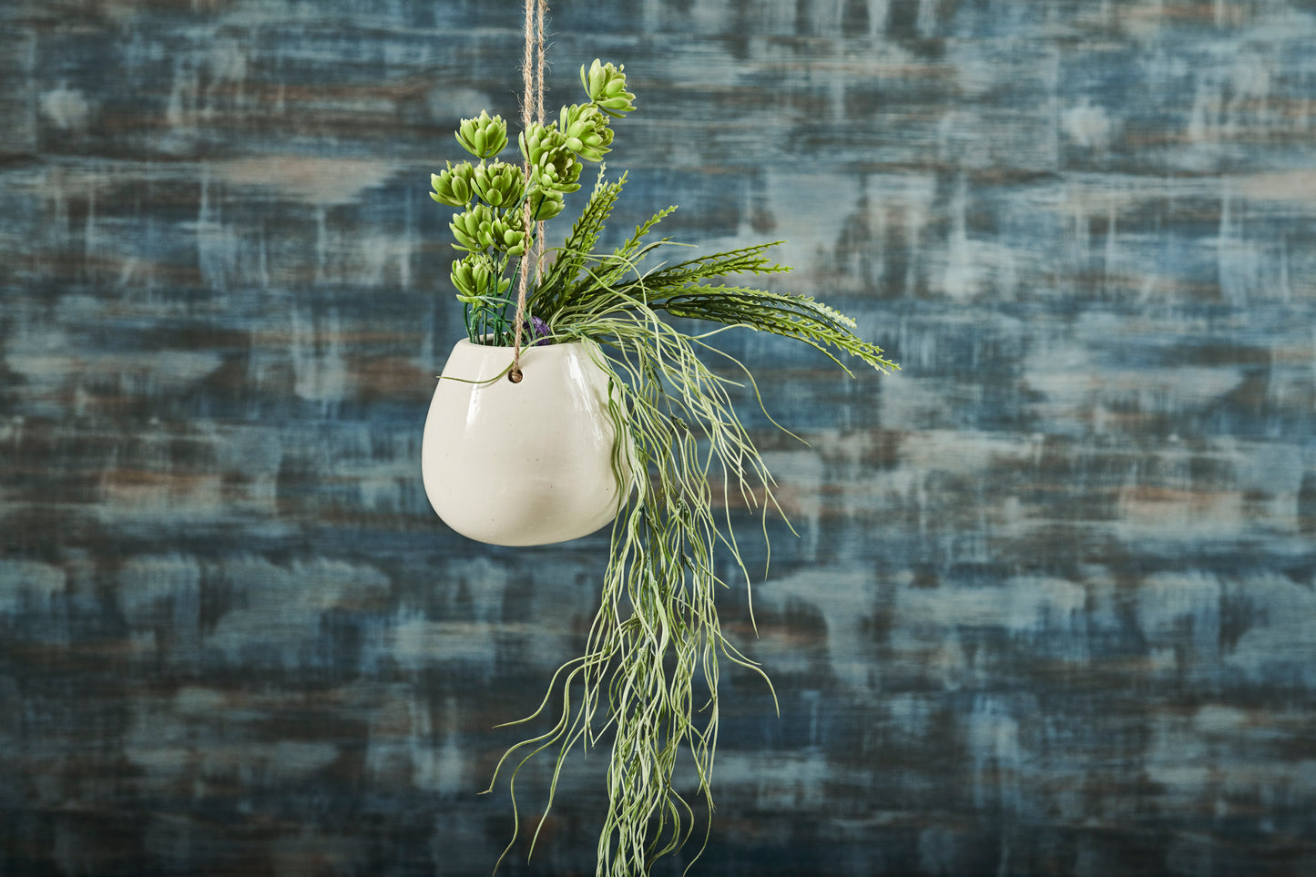 A Tiny Mistake Hanging White Ceramic Planter with Jute Rope (One Piece)