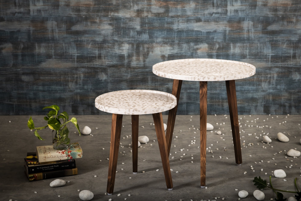 A Tiny Mistake Chaandi Wooden Nesting Tables (Set of 2), Living Room Decor