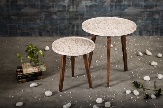 A Tiny Mistake Chaandi Wooden Nesting Tables (Set of 2), Living Room Decor
