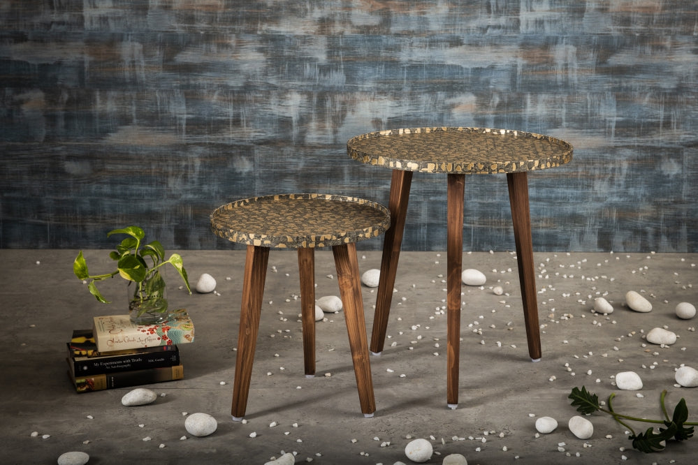 A Tiny Mistake Syaahi Wooden Nesting Tables (Set of 2), Living Room Decor
