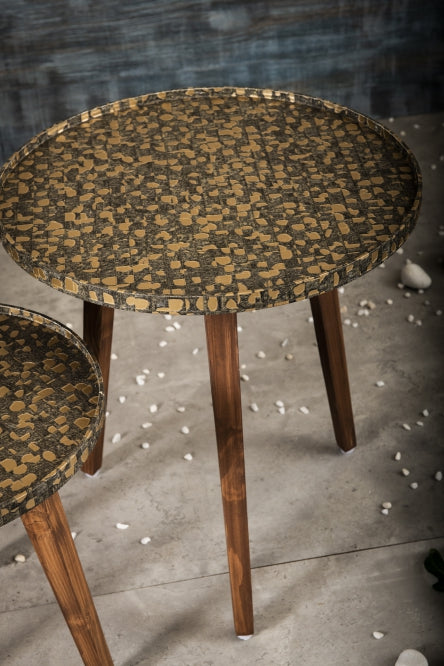 A Tiny Mistake Syaahi Wooden Nesting Tables (Set of 2), Living Room Decor