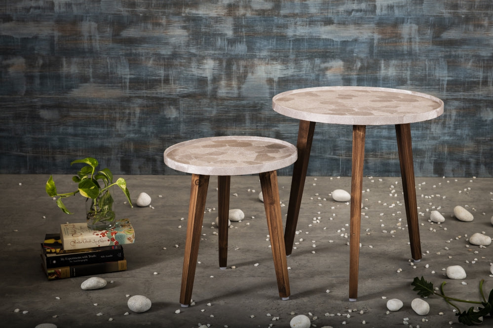 A Tiny Mistake Allure Rose Gold Wooden Nesting Tables (Set of 2), Living Room Decor