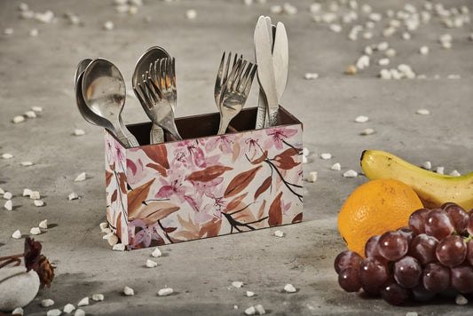 A Tiny Mistake Lily of the Valley Wooden Cutlery Holder, 18 x 10 x 6.5 cm