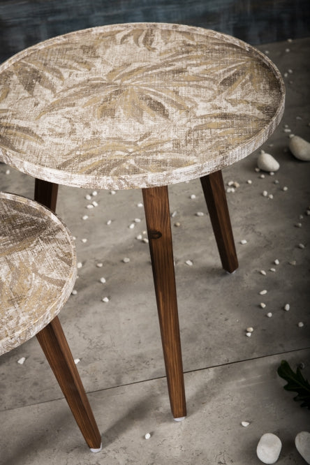A Tiny Mistake Palm Bronze Wooden Nesting Tables (Set of 2), Living Room Decor