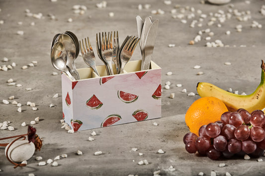 A Tiny Mistake Watermelon Wooden Cutlery Holder, 18 x 10 x 6.5 cm