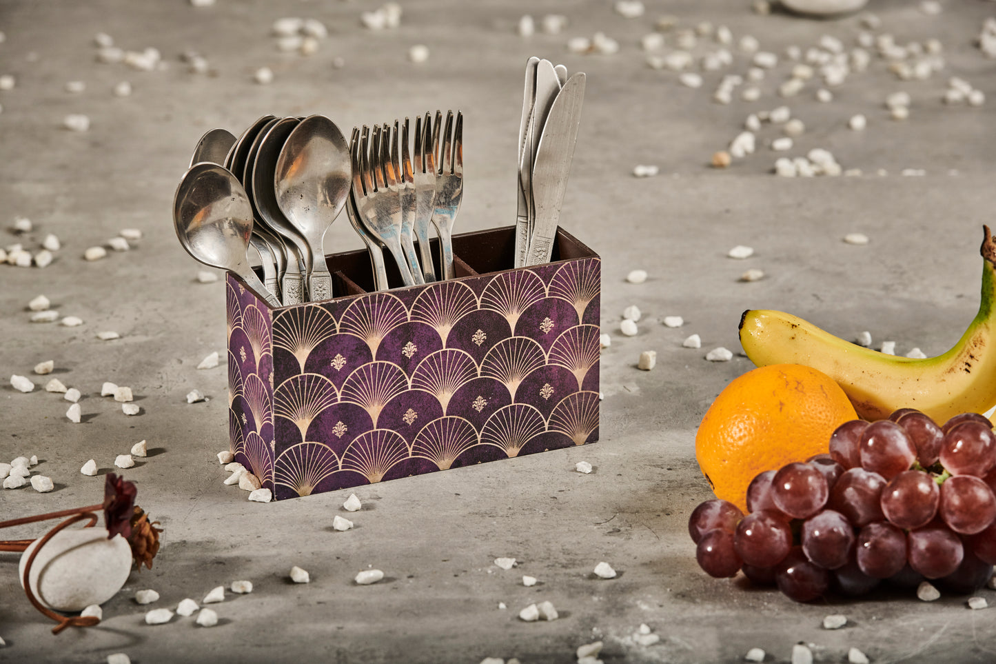 A Tiny Mistake Jamun Wooden Cutlery Holder, 18 x 10 x 6.5 cm