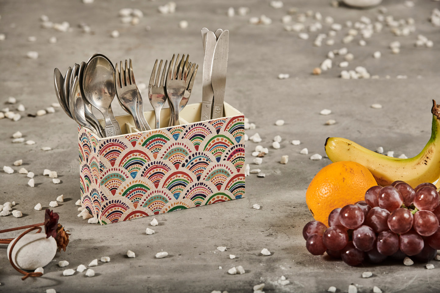 A Tiny Mistake Pankha Wooden Cutlery Holder, 18 x 10 x 6.5 cm
