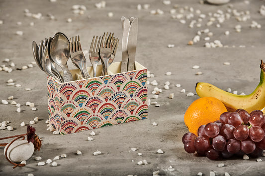 A Tiny Mistake Pankha Wooden Cutlery Holder, 18 x 10 x 6.5 cm