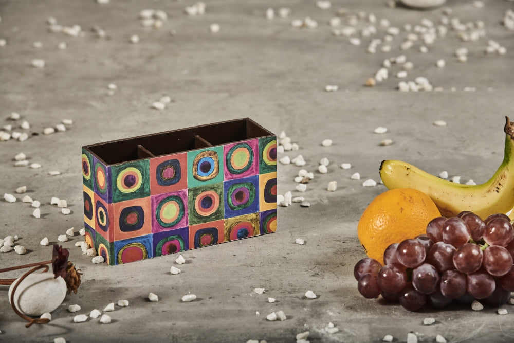 A Tiny Mistake Modern Art Wooden Cutlery Holder, 18 x 10 x 6.5 cm