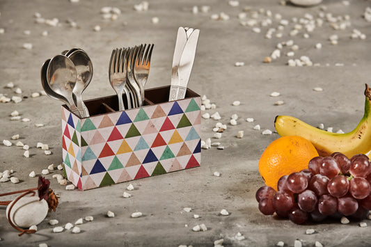 A Tiny Mistake Rubic Wooden Cutlery Holder, 18 x 10 x 6.5 cm