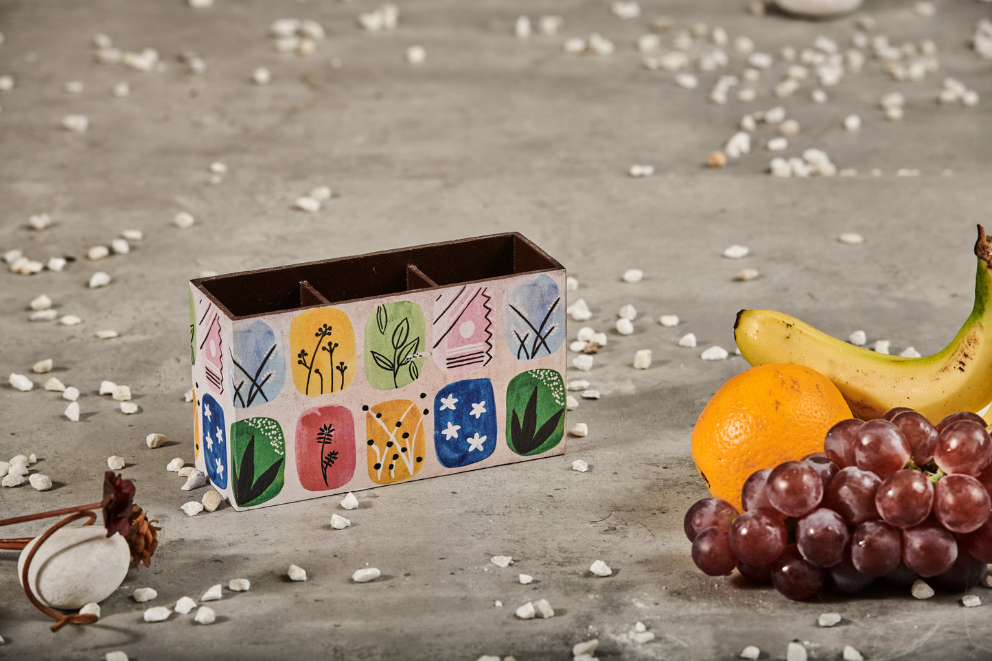 A Tiny Mistake Abstract Blocks Wooden Cutlery Holder, 18 x 10 x 6.5 cm