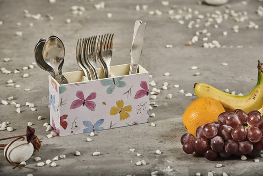 A Tiny Mistake Butterflies Wooden Cutlery Holder, 18 x 10 x 6.5 cm