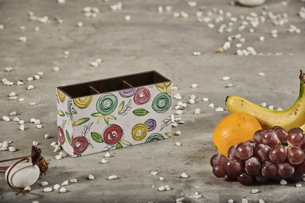 A Tiny Mistake Flora Wooden Cutlery Holder, 18 x 10 x 6.5 cm