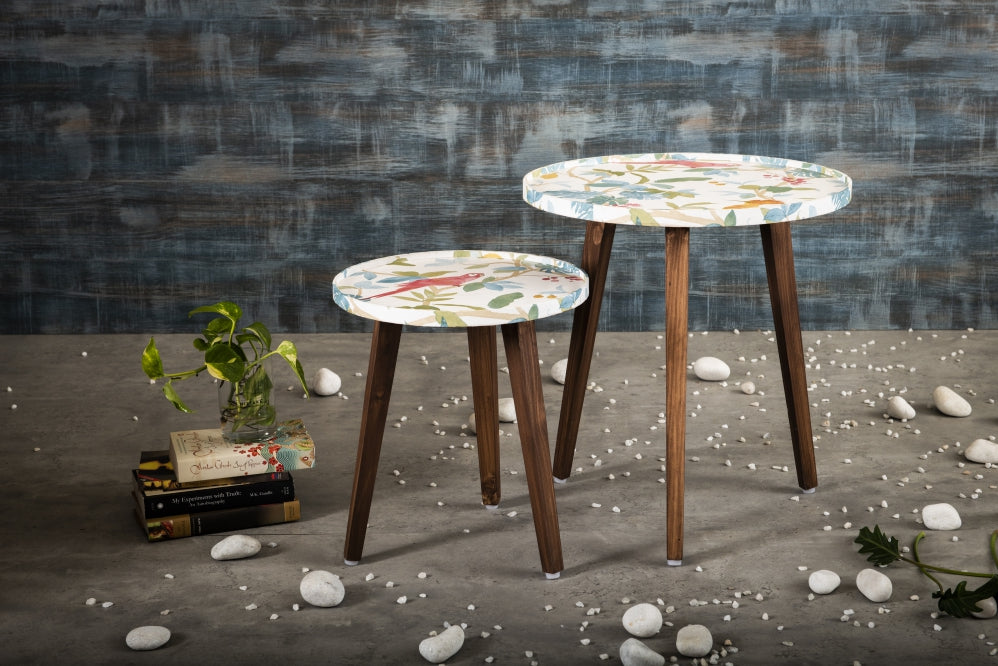A Tiny Mistake Pakshi Wooden Nesting Tables (Set of 2), Living Room Decor