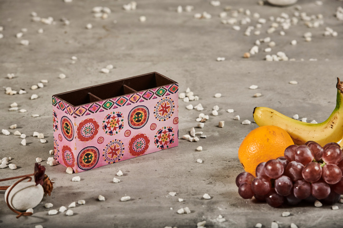 A Tiny Mistake Rangoli Wooden Cutlery Holder, 18 x 10 x 6.5 cm