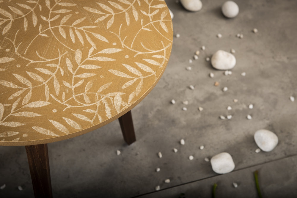 A Tiny Mistake Gold Leaves Wooden Nesting Tables (Set of 2), Living Room Decor