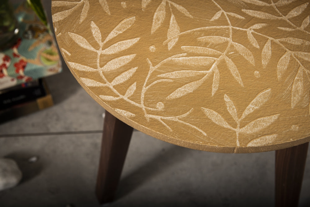 A Tiny Mistake Gold Leaves Wooden Nesting Tables (Set of 2), Living Room Decor