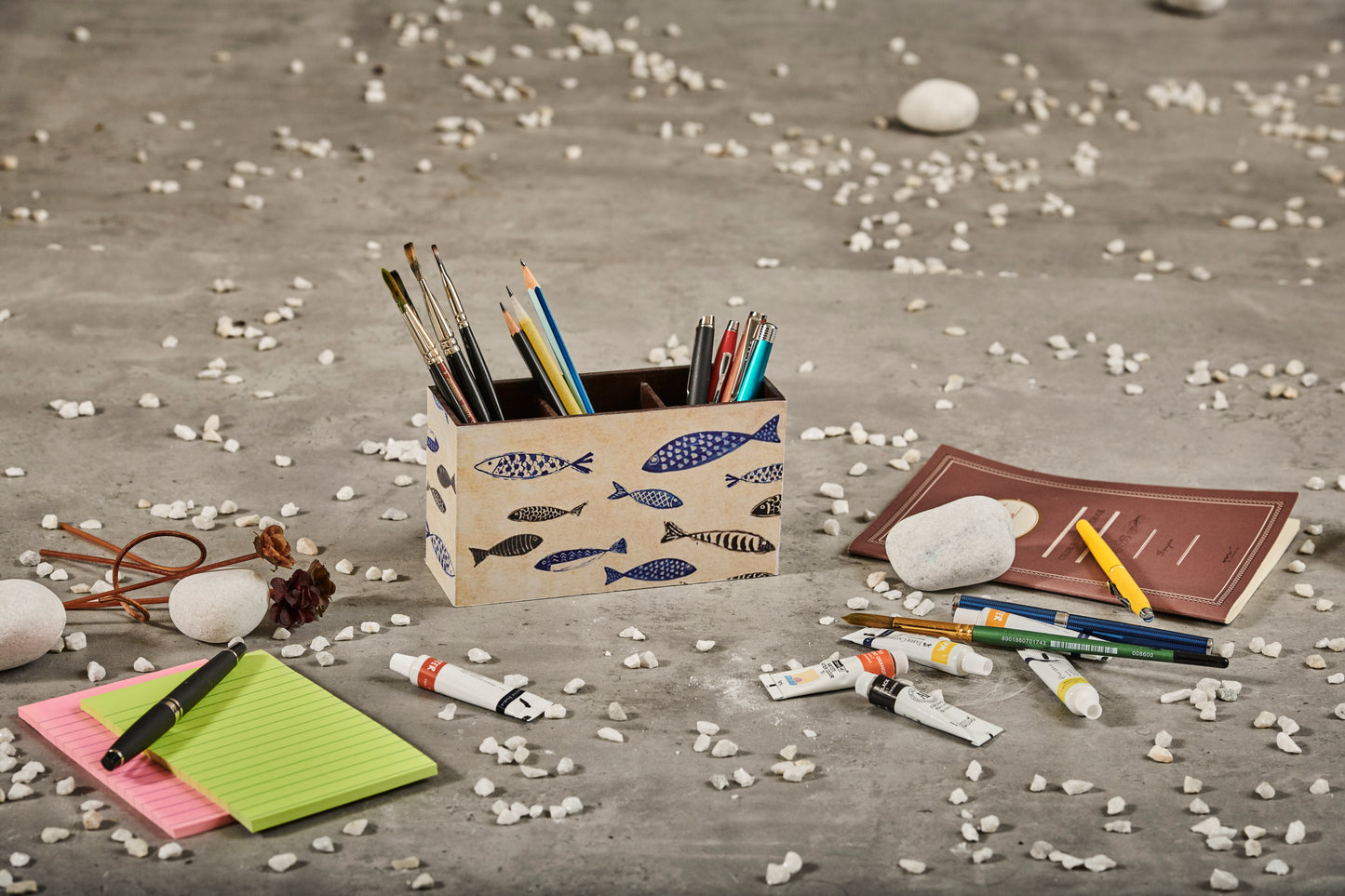 A Tiny Mistake Fish Wooden Cutlery Holder, 18 x 10 x 6.5 cm