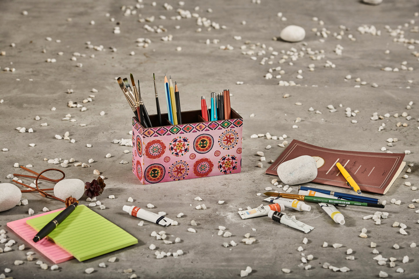 A Tiny Mistake Rangoli Wooden Cutlery Holder, 18 x 10 x 6.5 cm