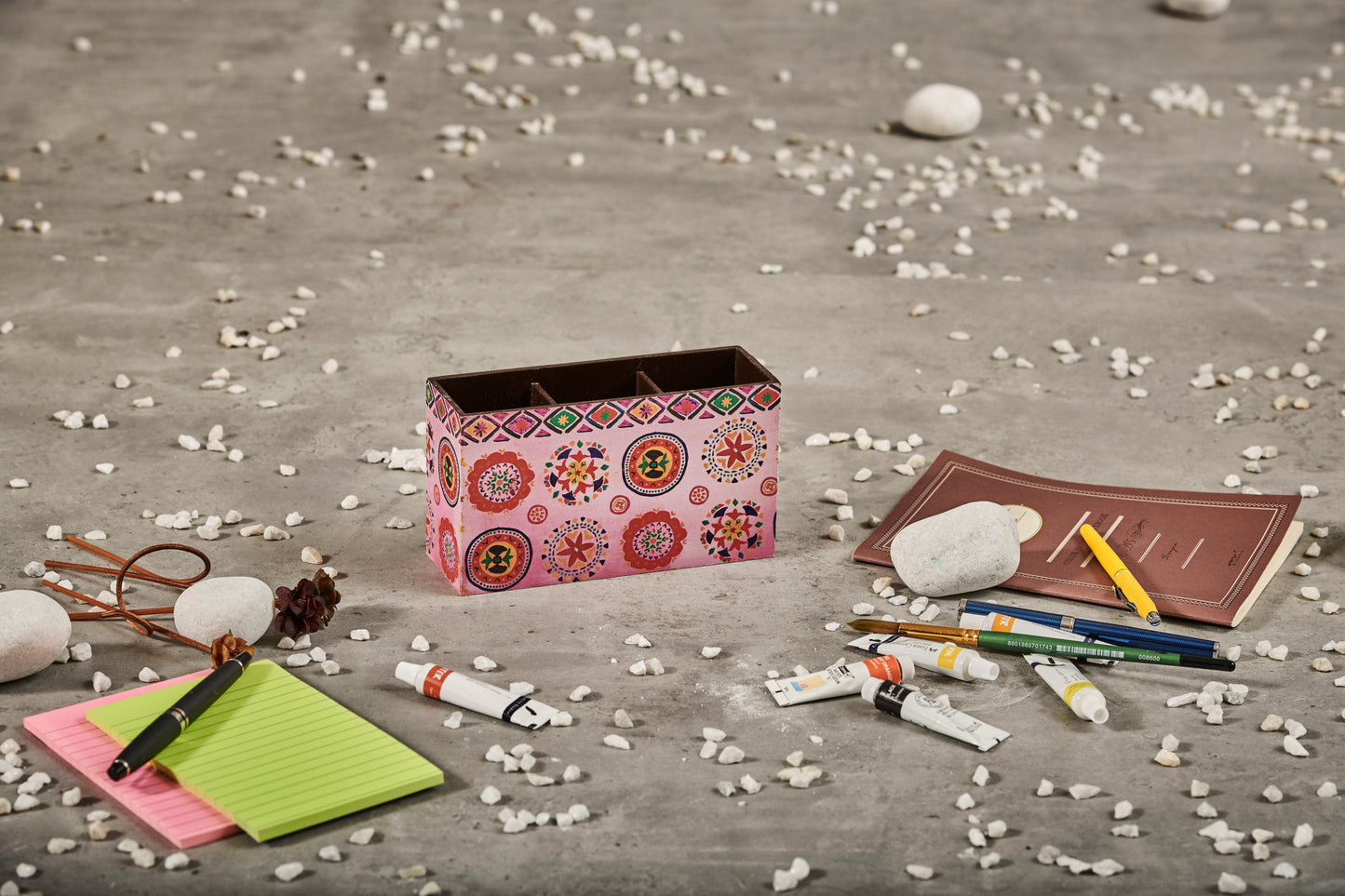 A Tiny Mistake Rangoli Wooden Cutlery Holder, 18 x 10 x 6.5 cm
