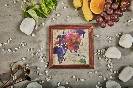 A Tiny Mistake Atlas Small Square Wooden Serving Tray, 18 x 18 x 2 cm