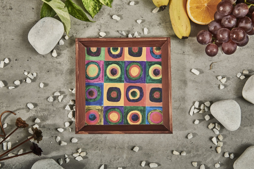A Tiny Mistake Modern Art Small Square Wooden Serving Tray, 18 x 18 x 2 cm
