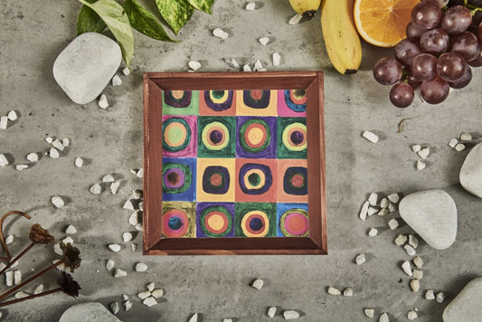 A Tiny Mistake Modern Art Small Square Wooden Serving Tray, 18 x 18 x 2 cm