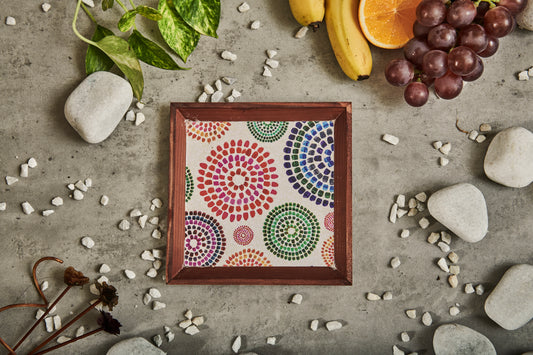 A Tiny Mistake Mandala Small Square Wooden Serving Tray, 18 x 18 x 2 cm