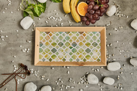 A Tiny Mistake Mughal Jali Rectangle Wooden Serving Tray, 35 x 20 x 2 cm